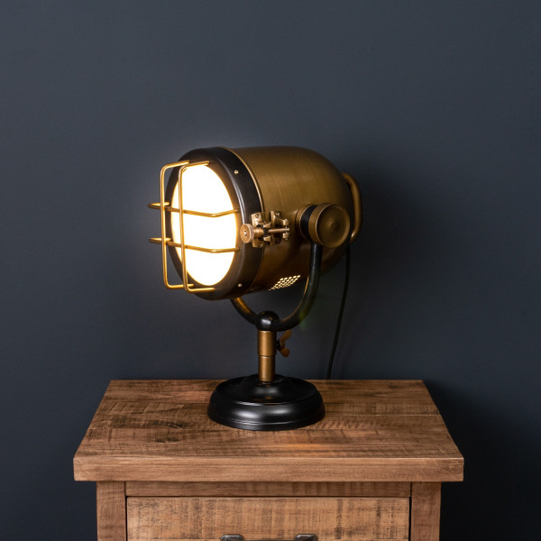 Brass & Black Industrial Style Table Lamp 